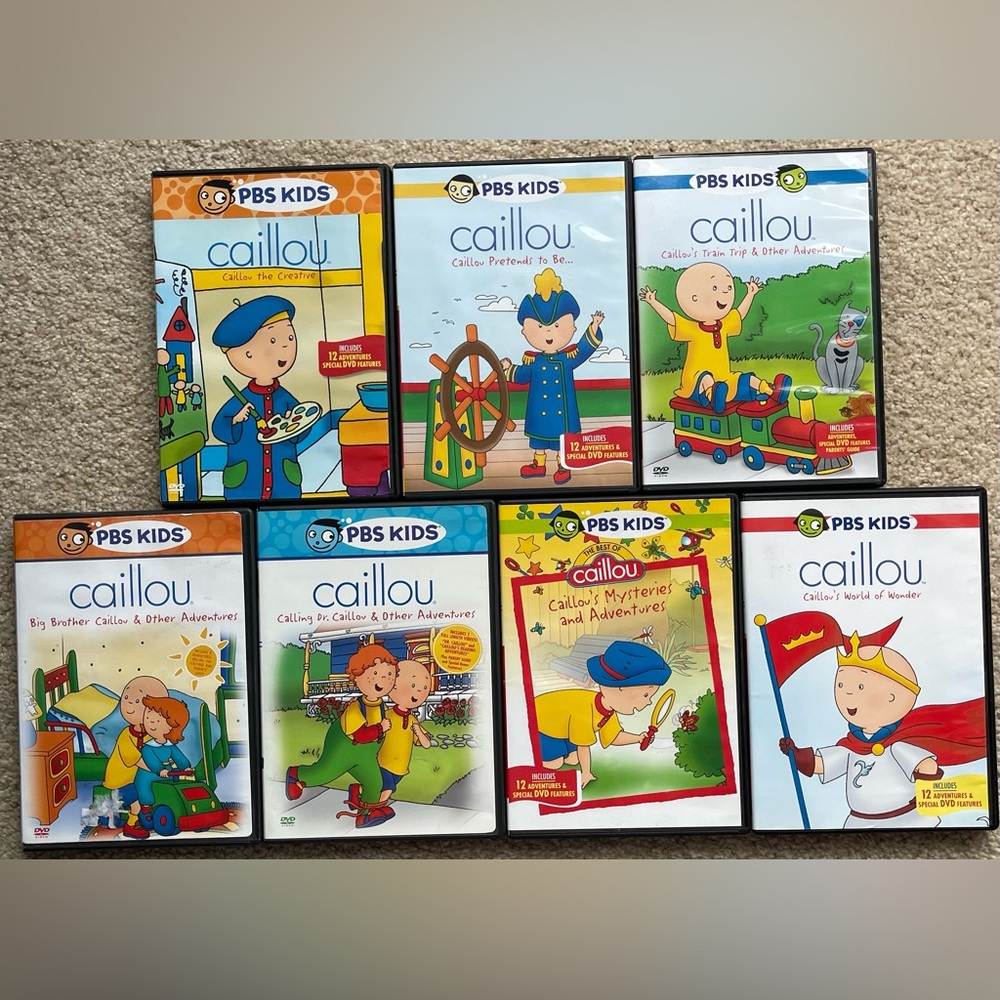 PBS KIDS Lot of 7 Caillou Episodes DVDs In Cases Some Vintage Rosie